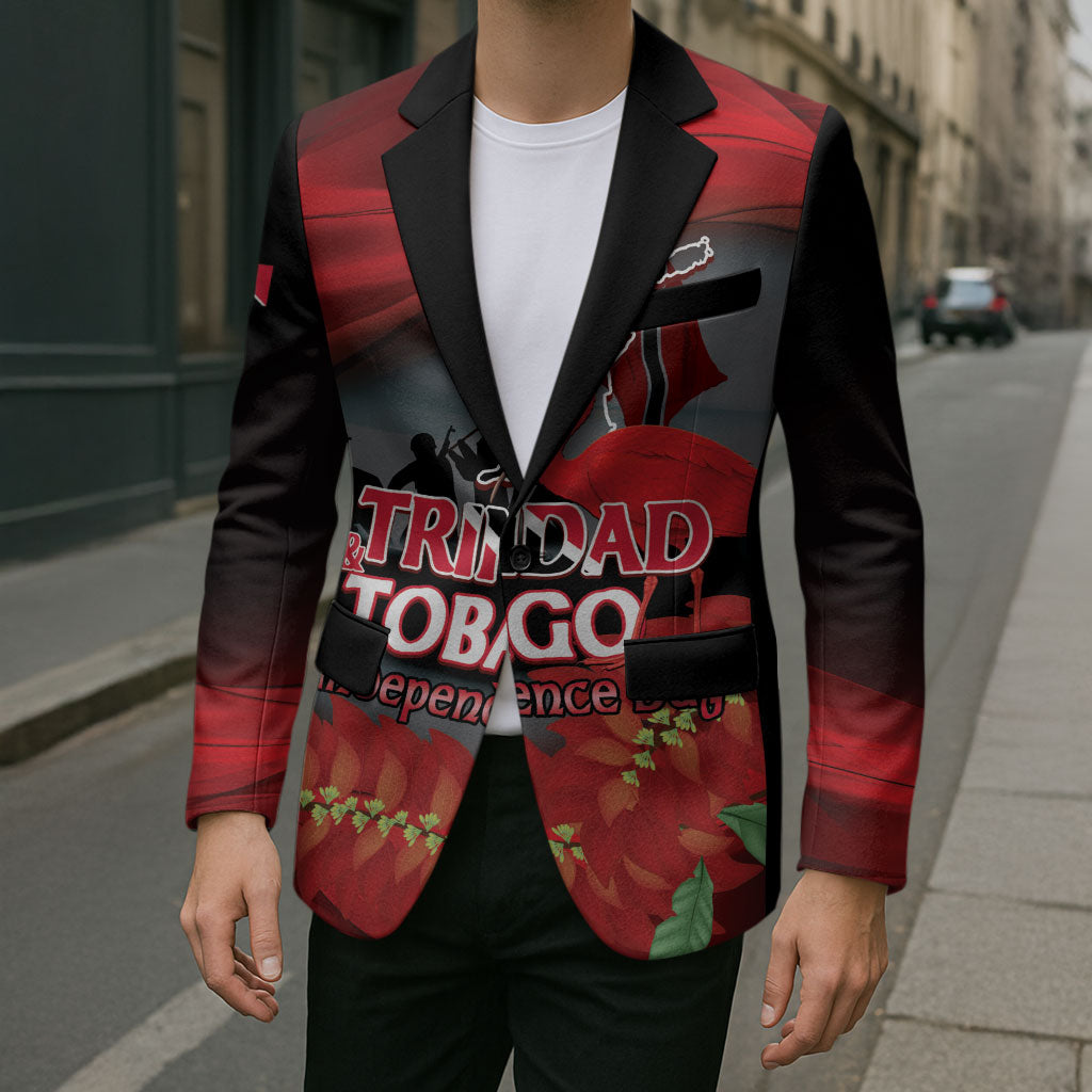 Personalized Trinidad and Tobago Independence Day Blazer Scarlet Ibis And Chaconia Flowers