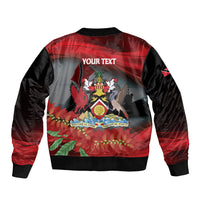 Personalized Trinidad and Tobago Independence Day Bomber Jacket Scarlet Ibis And Chaconia Flowers