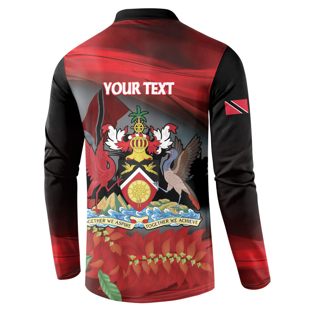Personalized Trinidad and Tobago Independence Day Button Sweatshirt Scarlet Ibis And Chaconia Flowers