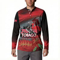 Personalized Trinidad and Tobago Independence Day Button Sweatshirt Scarlet Ibis And Chaconia Flowers