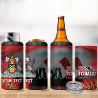 Personalized Trinidad and Tobago Independence Day 4 in 1 Can Cooler Tumbler Scarlet Ibis And Chaconia Flowers