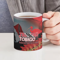 Personalized Trinidad and Tobago Independence Day Ceramic Mug Scarlet Ibis And Chaconia Flowers