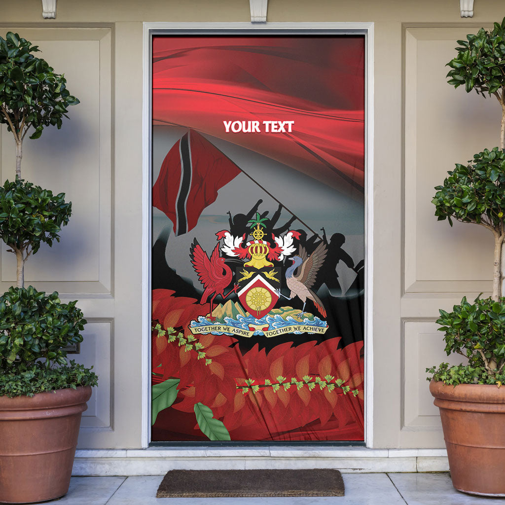 Personalized Trinidad and Tobago Independence Day Door Cover Scarlet Ibis And Chaconia Flowers