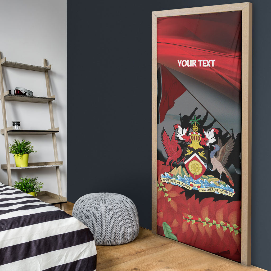 Personalized Trinidad and Tobago Independence Day Door Cover Scarlet Ibis And Chaconia Flowers