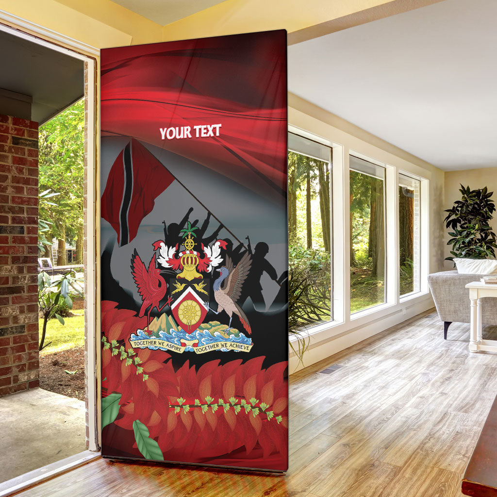 Personalized Trinidad and Tobago Independence Day Door Cover Scarlet Ibis And Chaconia Flowers