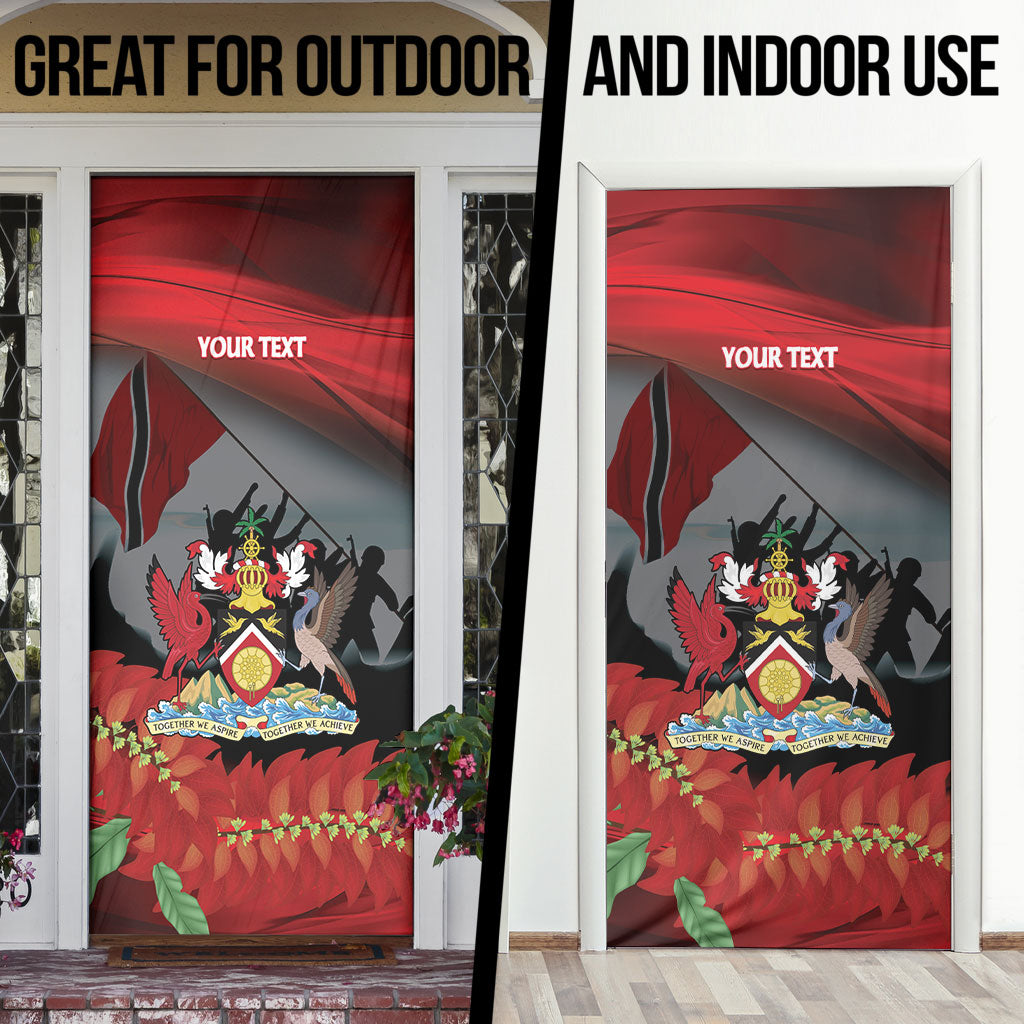 Personalized Trinidad and Tobago Independence Day Door Cover Scarlet Ibis And Chaconia Flowers