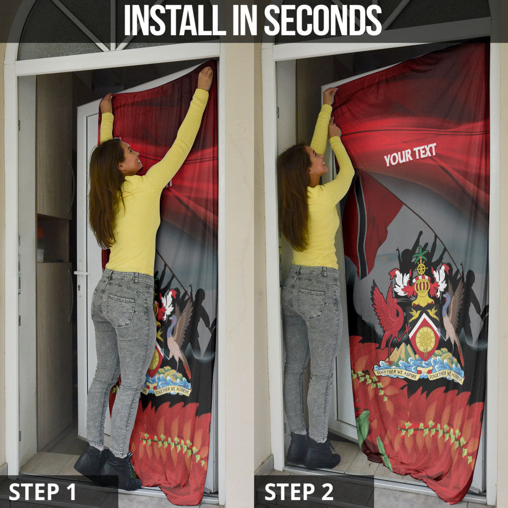Personalized Trinidad and Tobago Independence Day Door Cover Scarlet Ibis And Chaconia Flowers