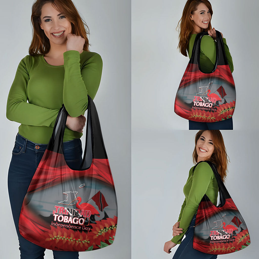 Trinidad and Tobago Independence Day Grocery Bag Scarlet Ibis And Chaconia Flowers