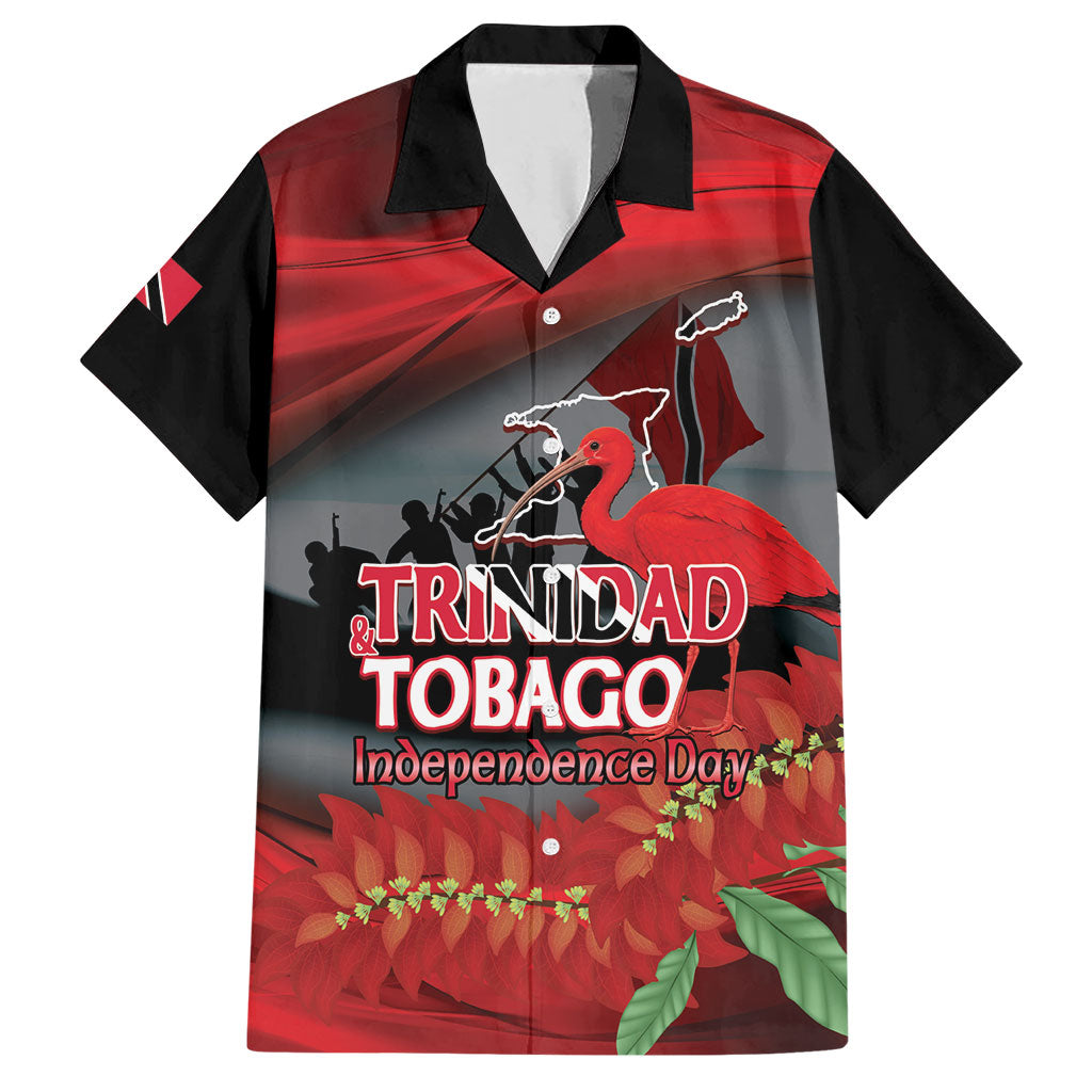 Personalized Trinidad and Tobago Independence Day Hawaiian Shirt Scarlet Ibis And Chaconia Flowers