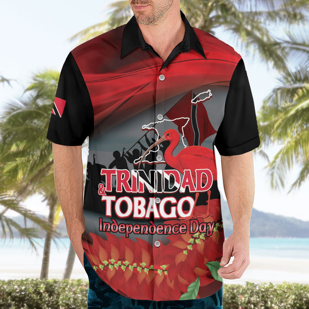 Personalized Trinidad and Tobago Independence Day Hawaiian Shirt Scarlet Ibis And Chaconia Flowers