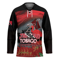 Personalized Trinidad and Tobago Independence Day Hockey Jersey Scarlet Ibis And Chaconia Flowers