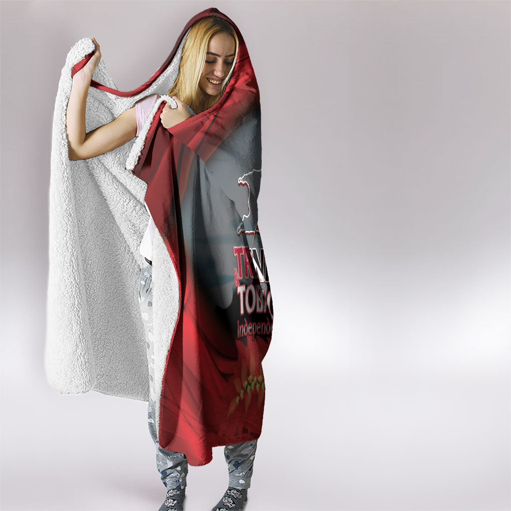 Trinidad and Tobago Independence Day Hooded Blanket Scarlet Ibis And Chaconia Flowers
