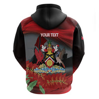 Personalized Trinidad and Tobago Independence Day Hoodie Scarlet Ibis And Chaconia Flowers