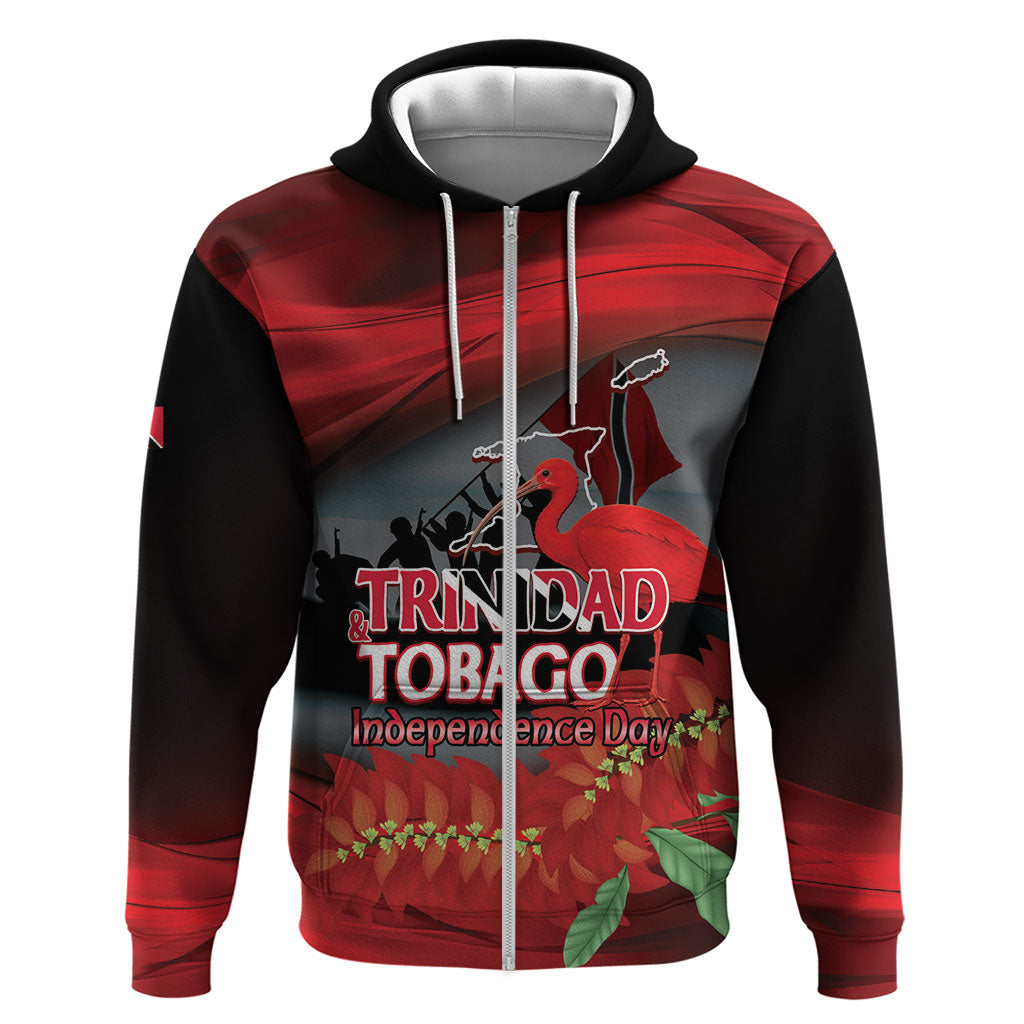 Personalized Trinidad and Tobago Independence Day Hoodie Scarlet Ibis And Chaconia Flowers