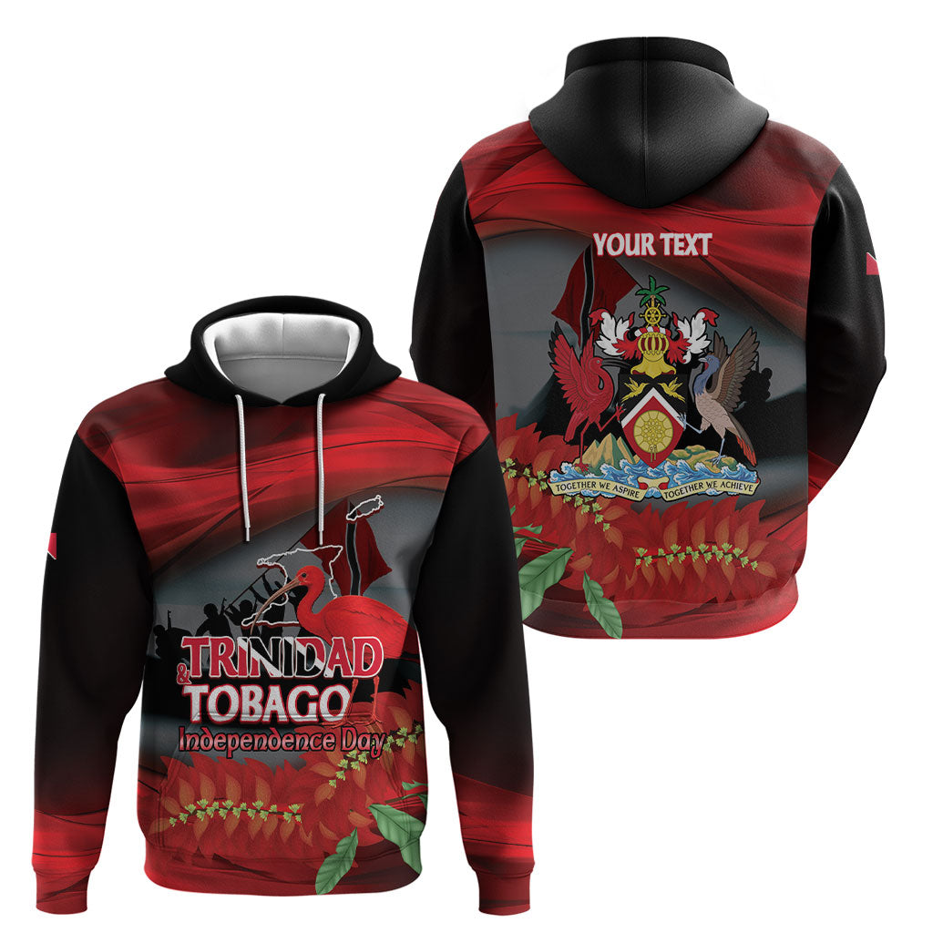 Personalized Trinidad and Tobago Independence Day Hoodie Scarlet Ibis And Chaconia Flowers