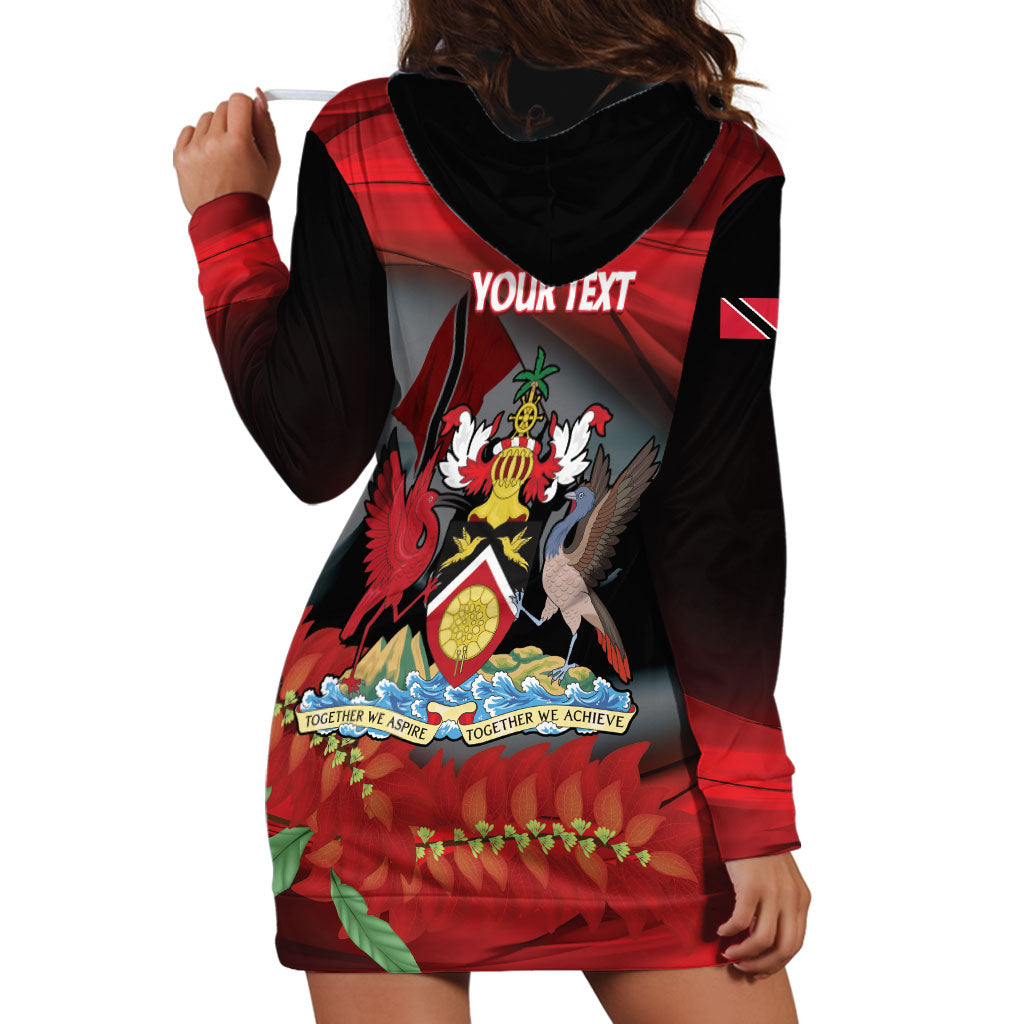 Personalized Trinidad and Tobago Independence Day Hoodie Dress Scarlet Ibis And Chaconia Flowers