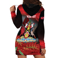 Personalized Trinidad and Tobago Independence Day Hoodie Dress Scarlet Ibis And Chaconia Flowers