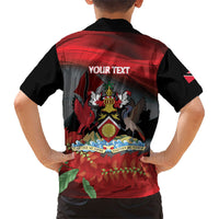 Personalized Trinidad and Tobago Independence Day Kid Hawaiian Shirt Scarlet Ibis And Chaconia Flowers
