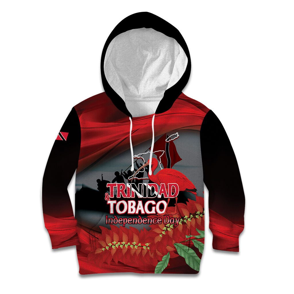 Personalized Trinidad and Tobago Independence Day Kid Hoodie Scarlet Ibis And Chaconia Flowers