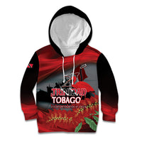 Personalized Trinidad and Tobago Independence Day Kid Hoodie Scarlet Ibis And Chaconia Flowers