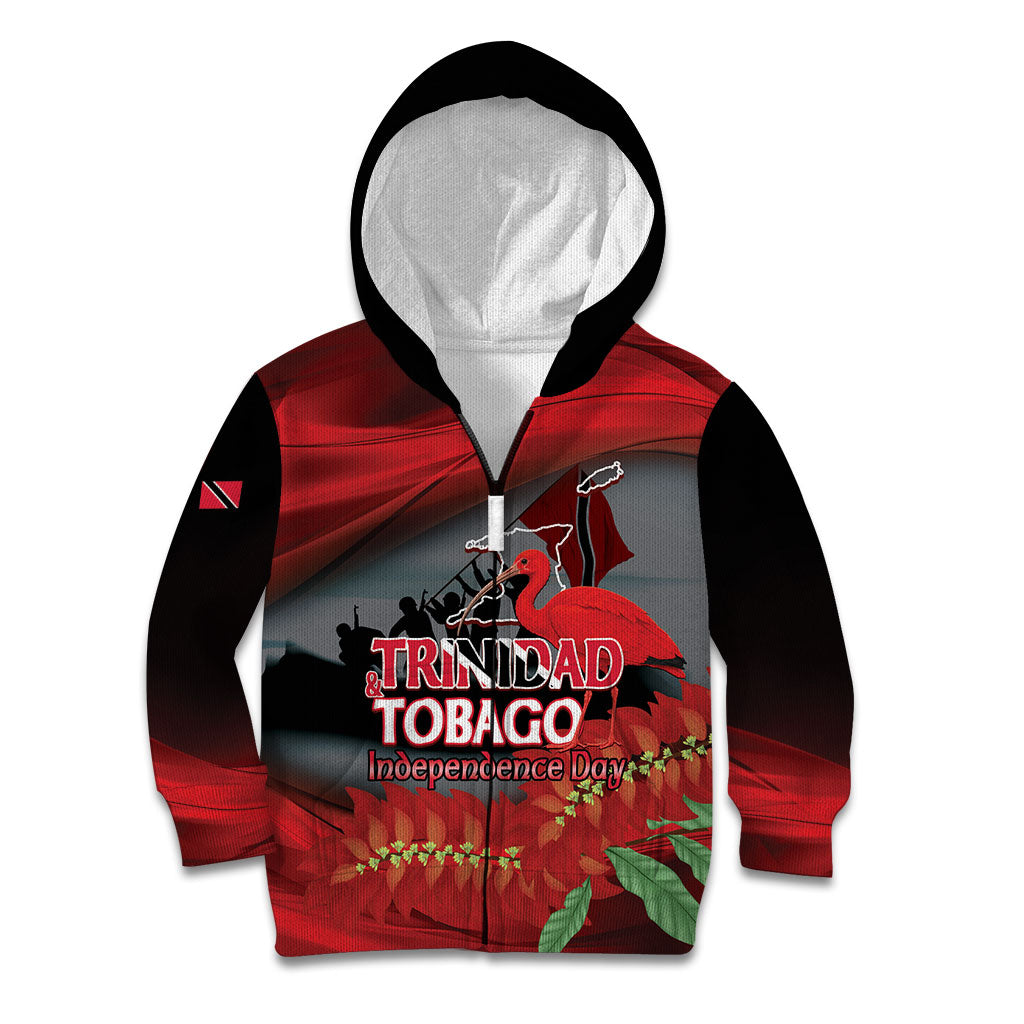 Personalized Trinidad and Tobago Independence Day Kid Hoodie Scarlet Ibis And Chaconia Flowers