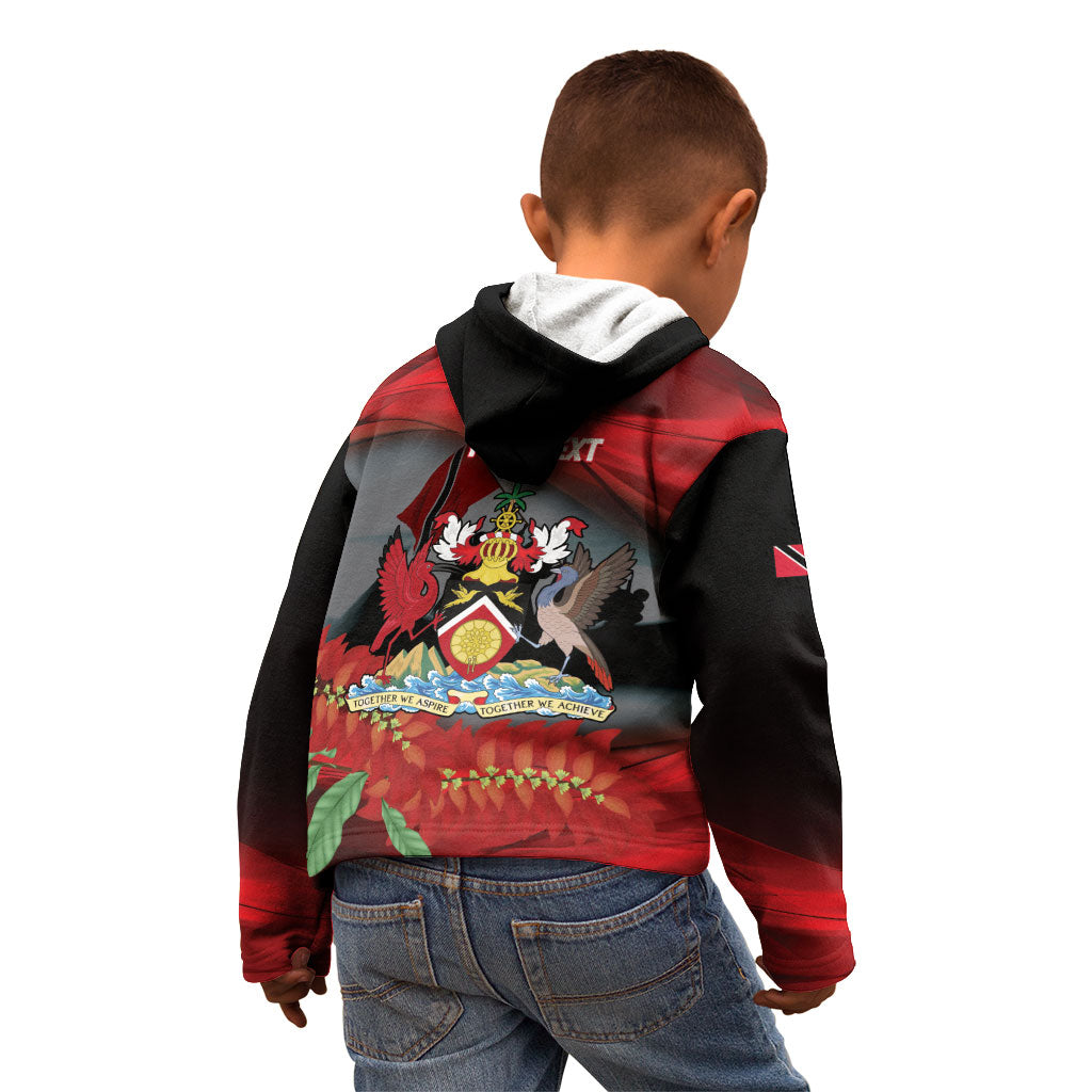 Personalized Trinidad and Tobago Independence Day Kid Hoodie Scarlet Ibis And Chaconia Flowers