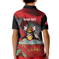 Personalized Trinidad and Tobago Independence Day Kid Polo Shirt Scarlet Ibis And Chaconia Flowers