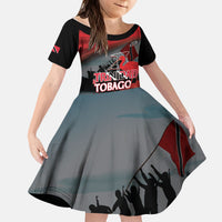 Personalized Trinidad and Tobago Independence Day Kid Short Sleeve Dress Scarlet Ibis And Chaconia Flowers