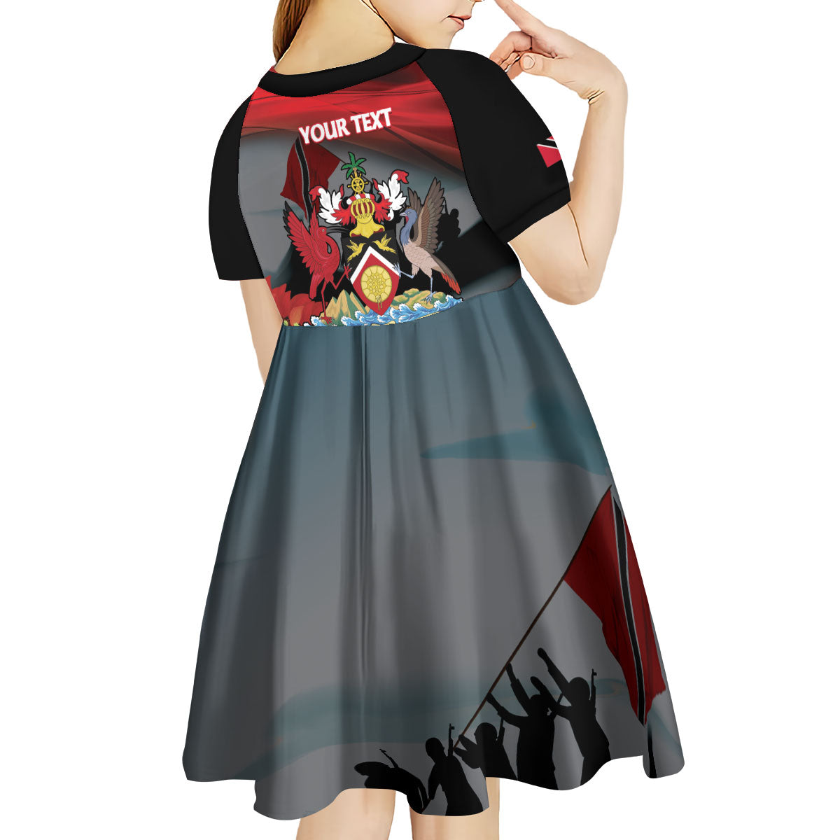 Personalized Trinidad and Tobago Independence Day Kid Short Sleeve Dress Scarlet Ibis And Chaconia Flowers