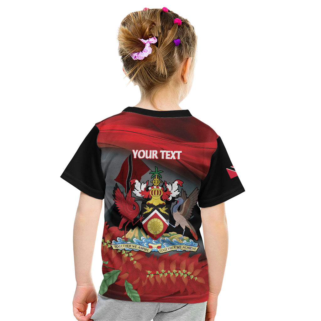 Personalized Trinidad and Tobago Independence Day Kid T Shirt Scarlet Ibis And Chaconia Flowers