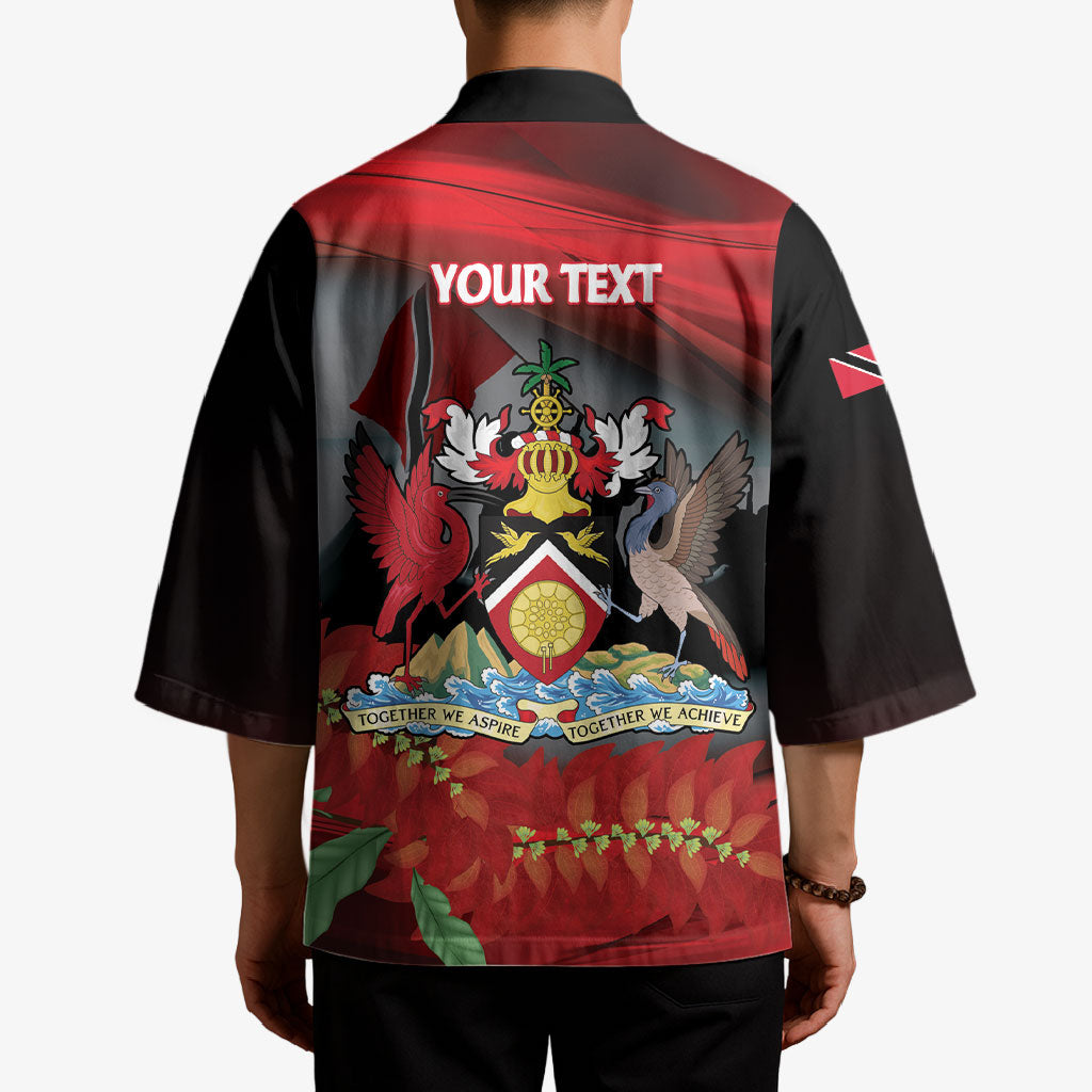 Personalized Trinidad and Tobago Independence Day Kimono Scarlet Ibis And Chaconia Flowers