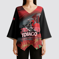 Personalized Trinidad and Tobago Independence Day Kimono Sleeve Blouse Scarlet Ibis And Chaconia Flowers