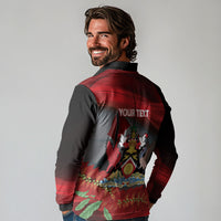 Personalized Trinidad and Tobago Independence Day Long Sleeve Polo Shirt Scarlet Ibis And Chaconia Flowers