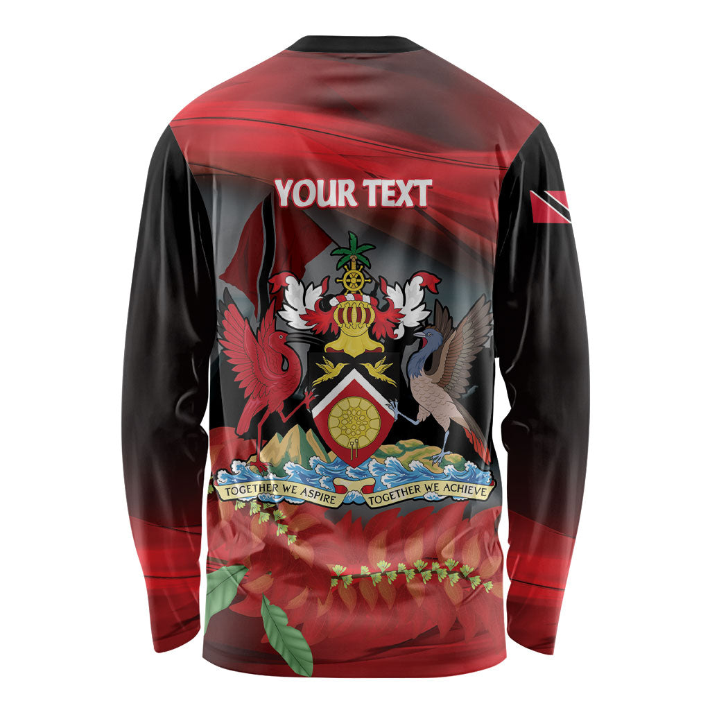 Personalized Trinidad and Tobago Independence Day Long Sleeve Shirt Scarlet Ibis And Chaconia Flowers
