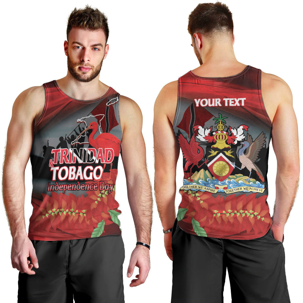 Personalized Trinidad and Tobago Independence Day Men Tank Top Scarlet Ibis And Chaconia Flowers