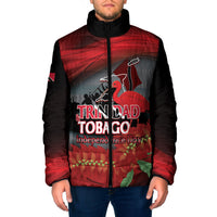 Personalized Trinidad and Tobago Independence Day Padded Jacket Scarlet Ibis And Chaconia Flowers