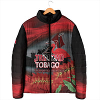Personalized Trinidad and Tobago Independence Day Padded Jacket Scarlet Ibis And Chaconia Flowers
