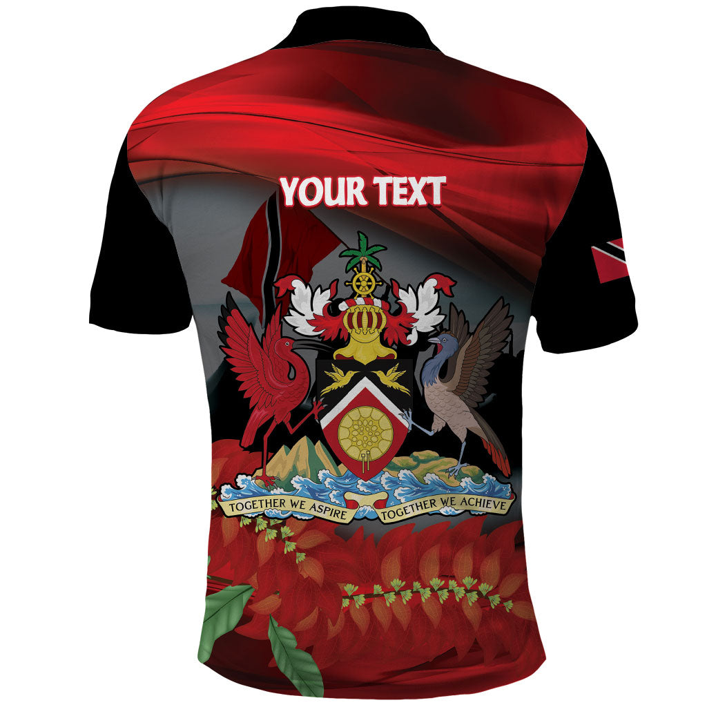 Personalized Trinidad and Tobago Independence Day Polo Shirt Scarlet Ibis And Chaconia Flowers