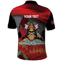 Personalized Trinidad and Tobago Independence Day Polo Shirt Scarlet Ibis And Chaconia Flowers