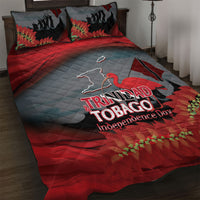Trinidad and Tobago Independence Day Quilt Bed Set Scarlet Ibis And Chaconia Flowers