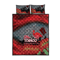 Trinidad and Tobago Independence Day Quilt Bed Set Scarlet Ibis And Chaconia Flowers