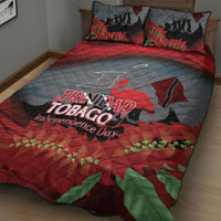 Trinidad and Tobago Independence Day Quilt Bed Set Scarlet Ibis And Chaconia Flowers