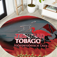 Trinidad and Tobago Independence Day Round Carpet Scarlet Ibis And Chaconia Flowers