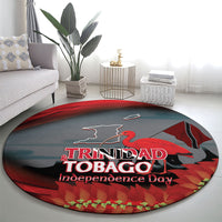 Trinidad and Tobago Independence Day Round Carpet Scarlet Ibis And Chaconia Flowers