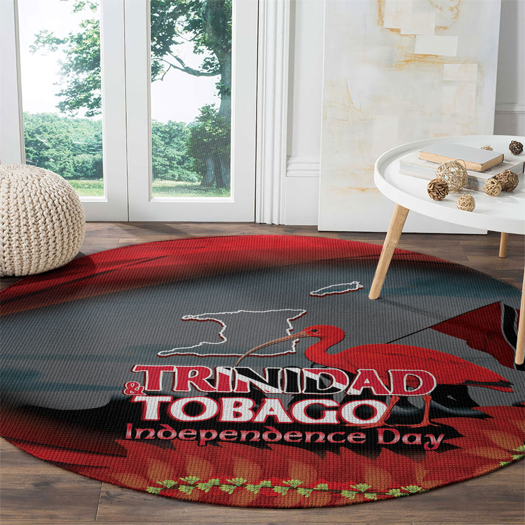 Trinidad and Tobago Independence Day Round Carpet Scarlet Ibis And Chaconia Flowers