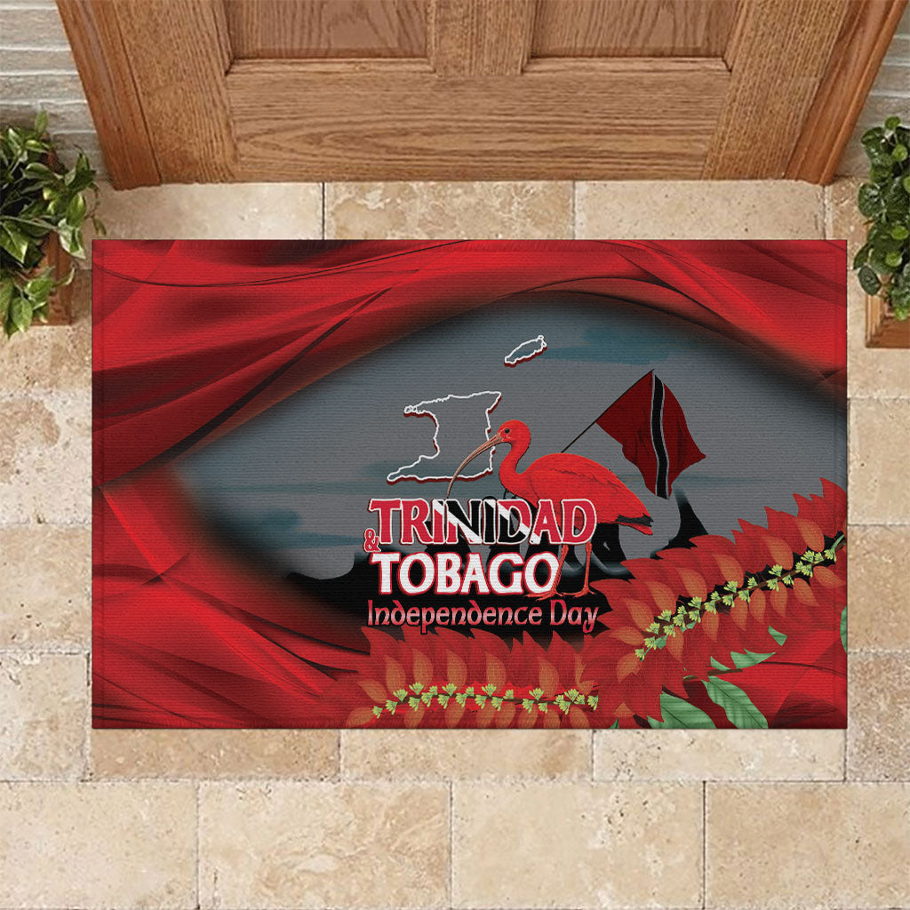 Trinidad and Tobago Independence Day Rubber Doormat Scarlet Ibis And Chaconia Flowers