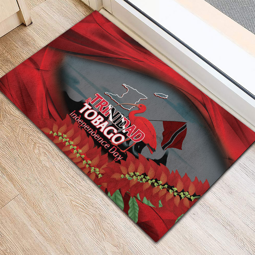 Trinidad and Tobago Independence Day Rubber Doormat Scarlet Ibis And Chaconia Flowers