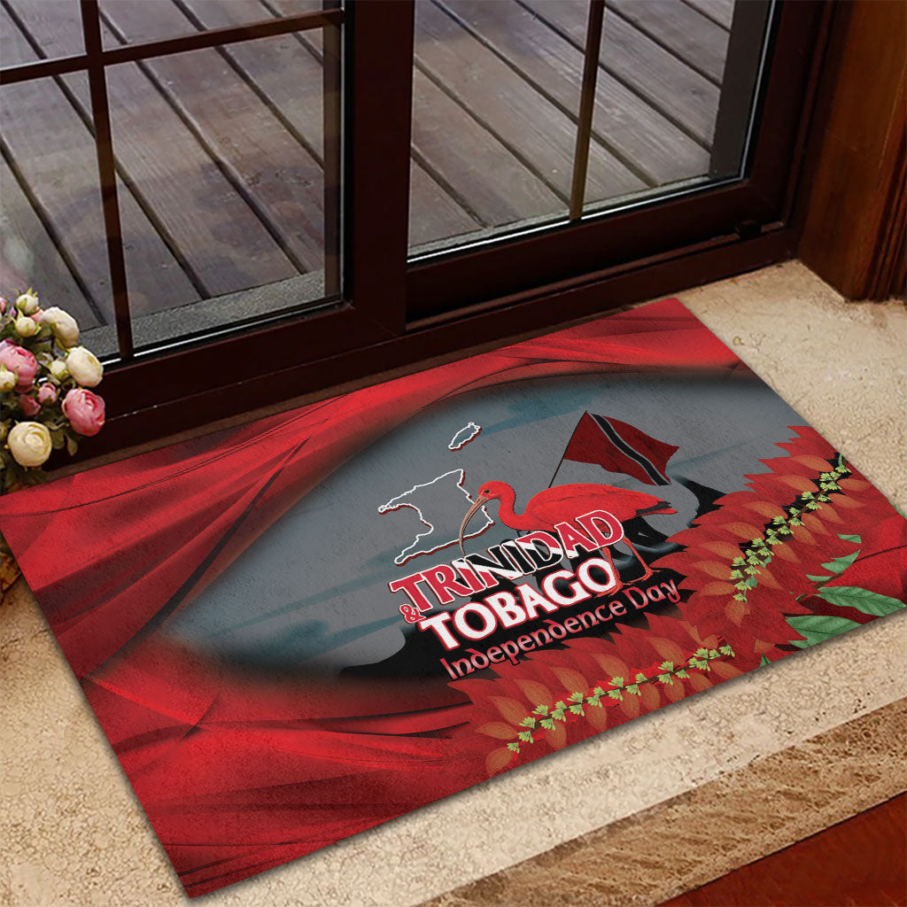 Trinidad and Tobago Independence Day Rubber Doormat Scarlet Ibis And Chaconia Flowers