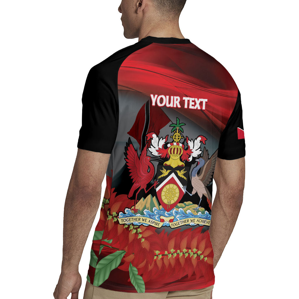 Personalized Trinidad and Tobago Independence Day Rugby Jersey Scarlet Ibis And Chaconia Flowers