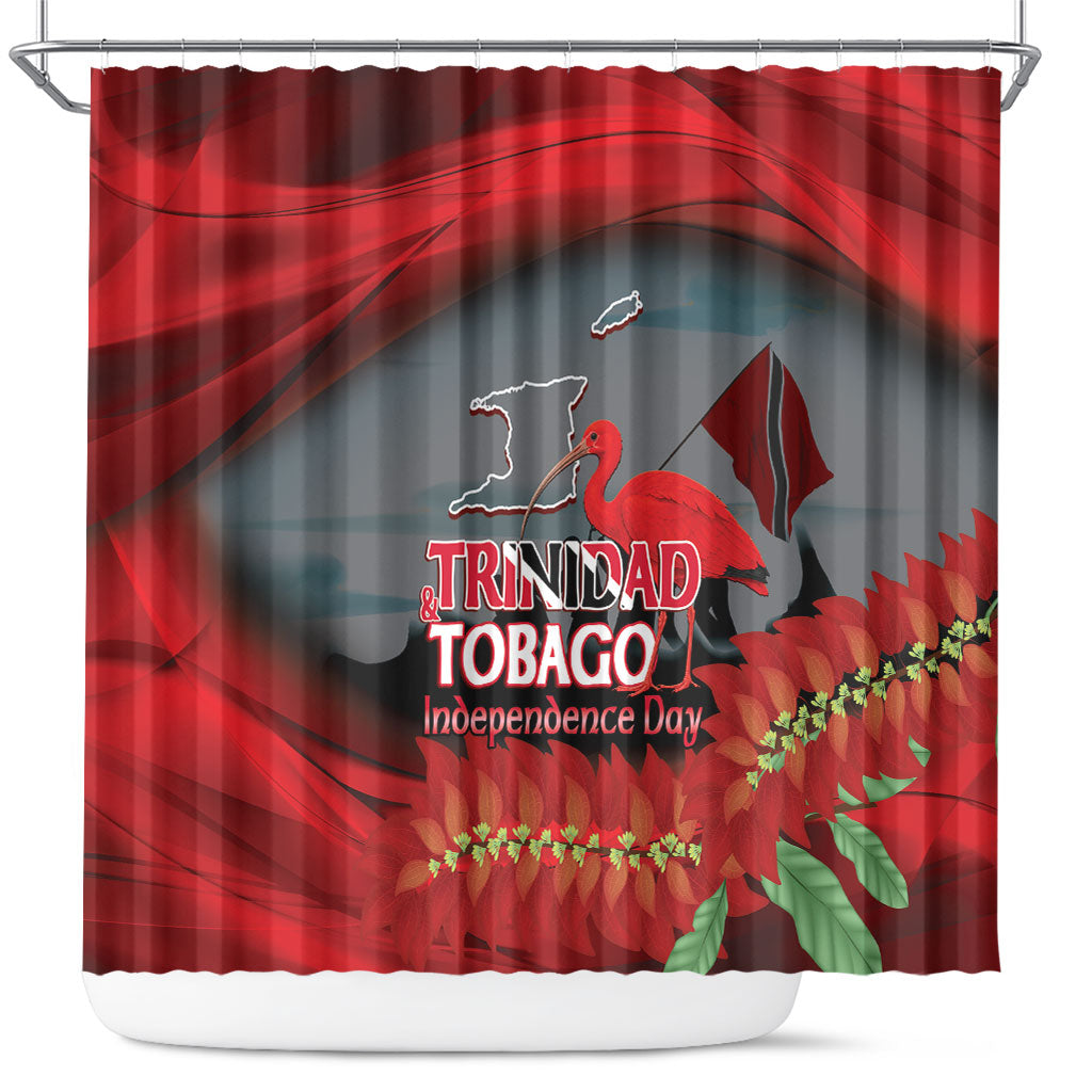 Trinidad and Tobago Independence Day Shower Curtain Scarlet Ibis And Chaconia Flowers